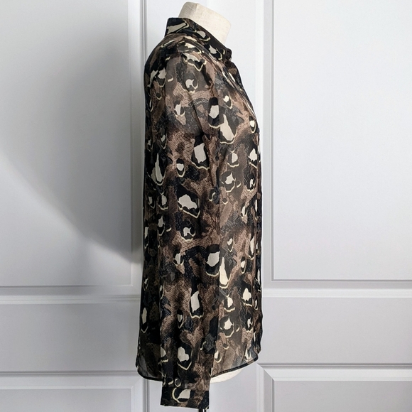Just Cavalli Button Front 100% Silk Sheer Animal Reptile Print Sheer S IT40 NWT - Picture 7 of 15